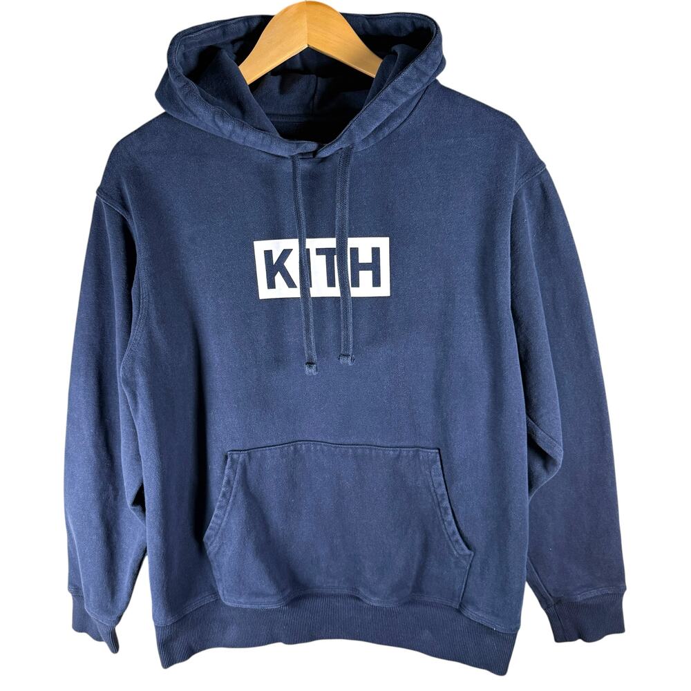 KITH 2016 Navy Original Box Logo Pullover Hoodie Men’s S - Designer Rare Preppy